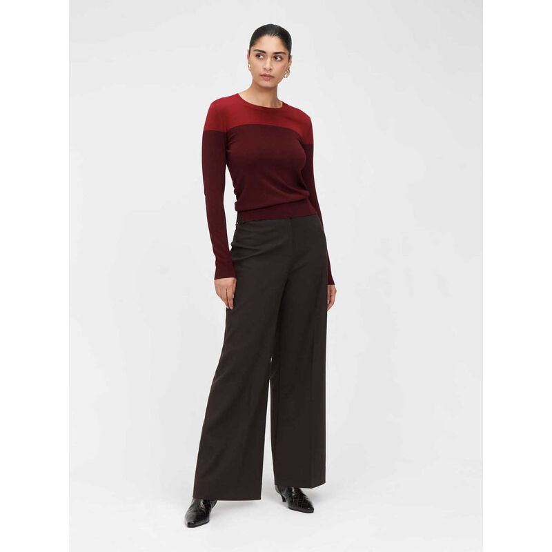 Veronika Maine Burgundy Spliced Long Sleeve Knit image number 3